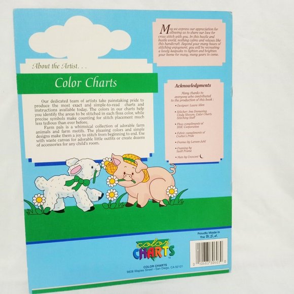 Farm Pals Cross Stitch Leaflet Book Color Charts 30603 1992 Lamb Barn Pig Calf - Picture 3 of 6